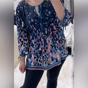 WEEKEND Suzanne Betro tunic balloon long sleeve ties at neck and wrists size 3X